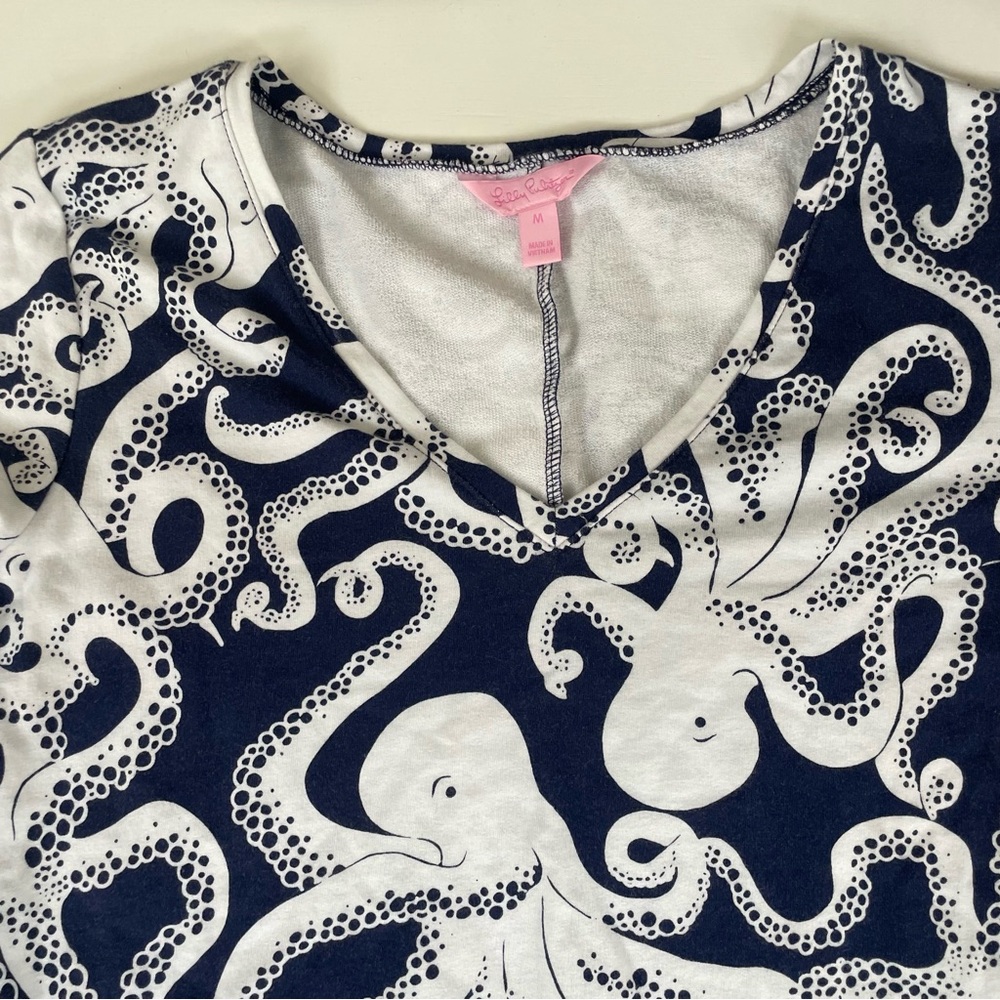 Lilly Pulitzer Daylin Octopus Preppy Coastal Chic Long Sleeve Dress size M - Picture 2 of 5